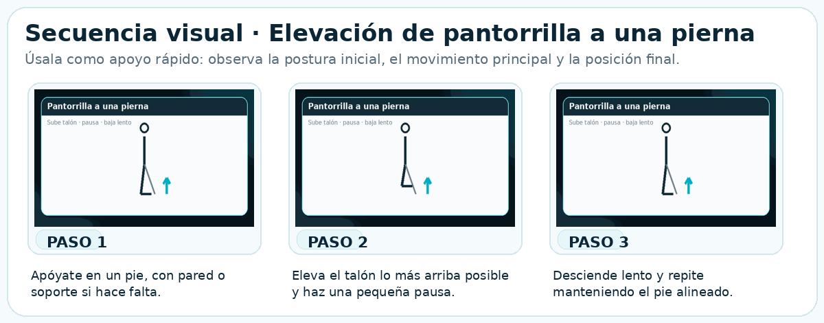 Secuencia visual de Elevación de pantorrilla a una pierna