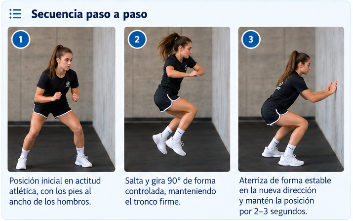 Secuencia visual de Quarter-turn jump + stick